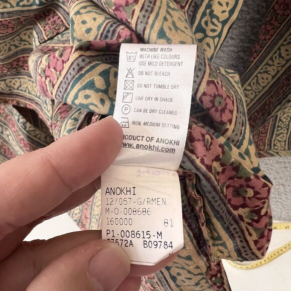 Anokhi Floral Cotton Blouse Indian Block Print Lightweight Boho Top M Medium - Picture 10 of 11